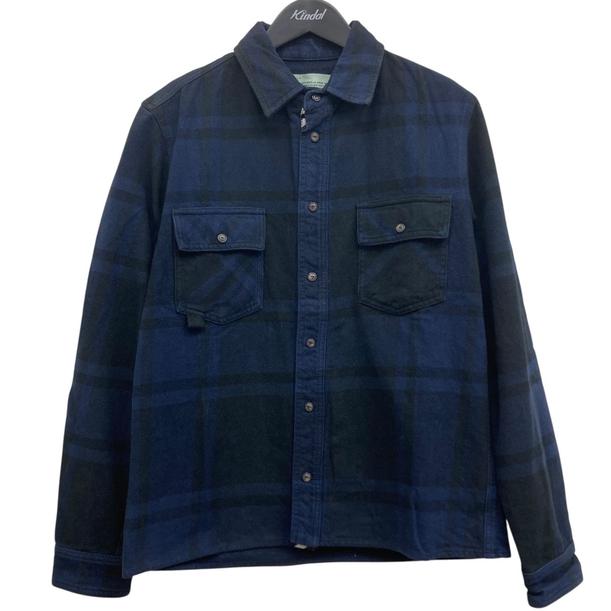 OFFWHITE(オフホワイト) チェックネルシャツ ネイビー×ブラック サイズ