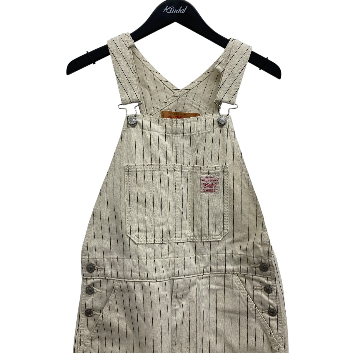 Levi's オーバーオール サイズL ストライプ　【新品・未使用】　ベージュ LEVI'S(リーバイス) ストライプオーバーオール PC9-79107-0013