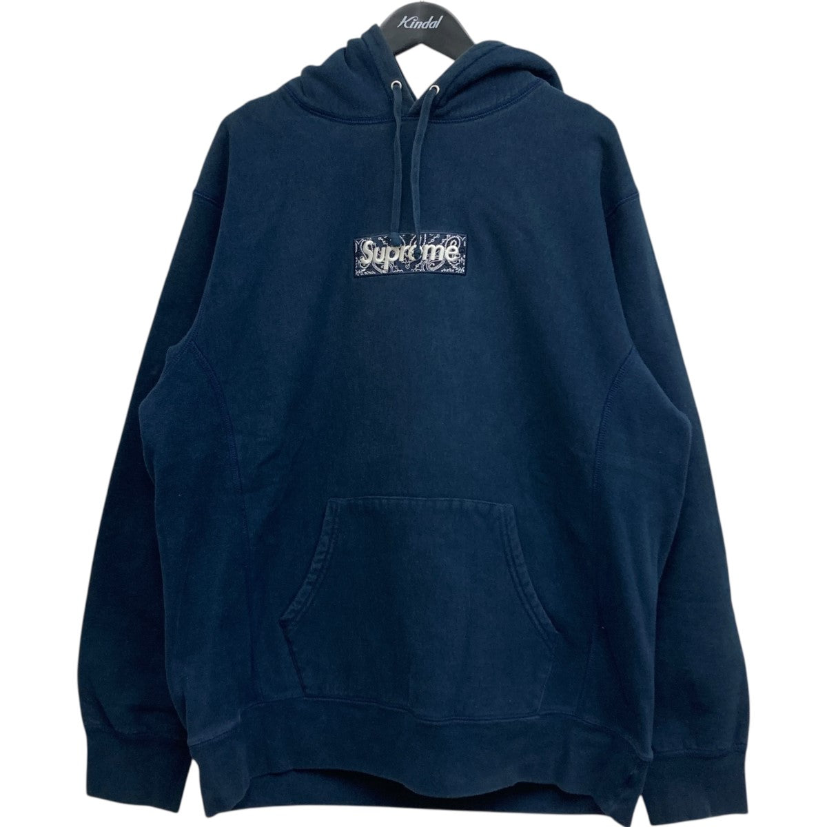SUPREME ネイビー パーカー Supreme(シュプリーム) バンダナボックスロゴプルオーバーパーカー