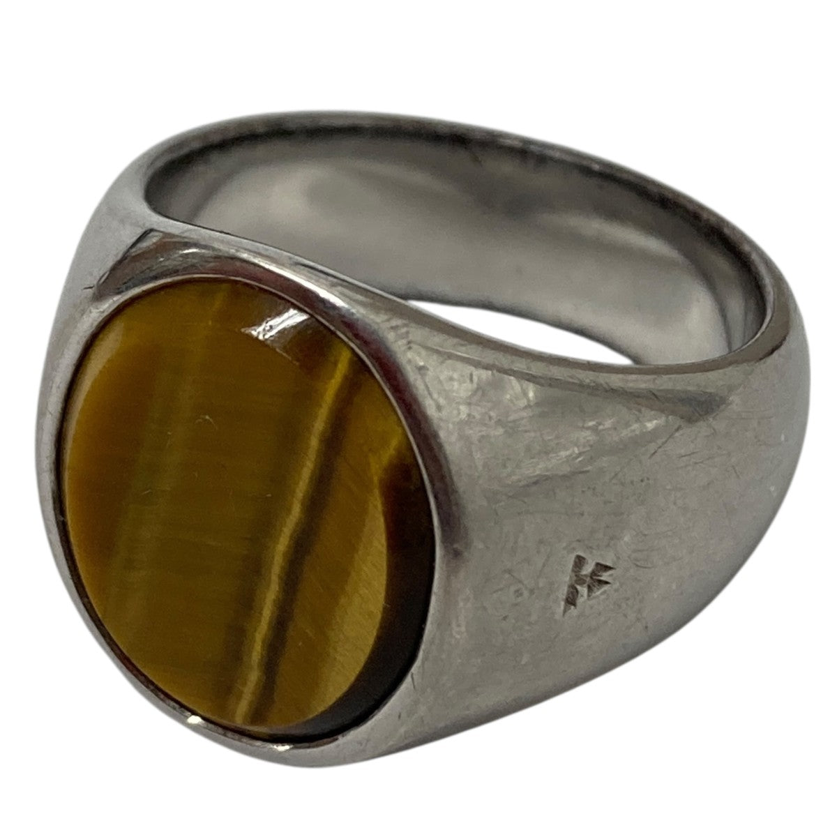 TOM WOOD(トムウッド) Oval Tiger Eyeリング シルバー×ブラウン サイズ