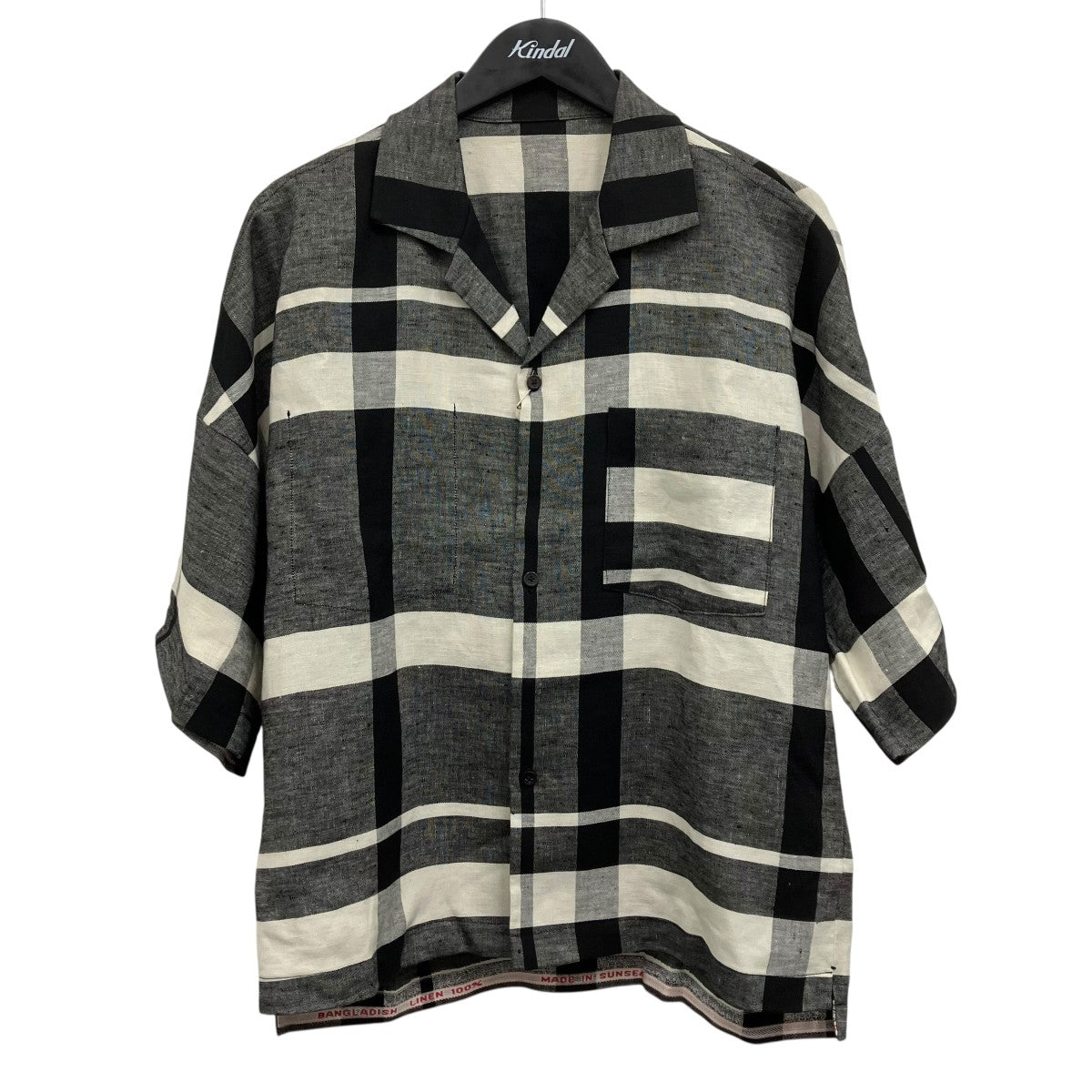 SUNSEA(サンシー) BANGLADESH LINEN w 耳 FRIED SHRIMP SHIRT 半袖