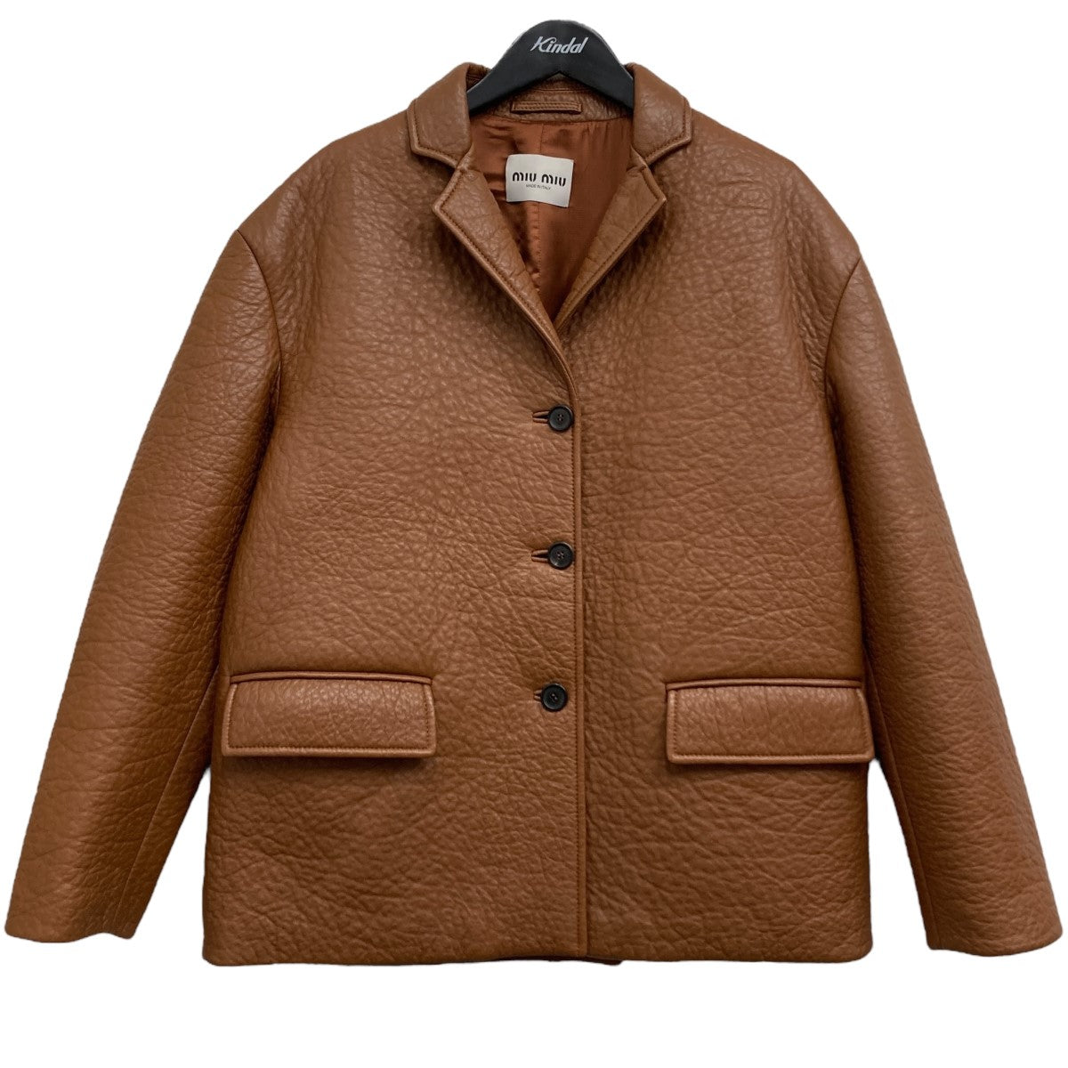 MIU MIU(ミュウミュウ) シボ加工3Bレザージャケット MPG479 ブラウン