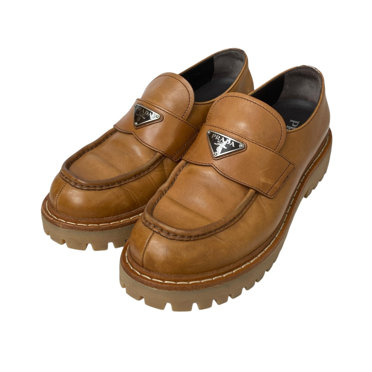 PRADA(プラダ) ブラッシュドレザーローファー 2DE151 ブラウン サイズ