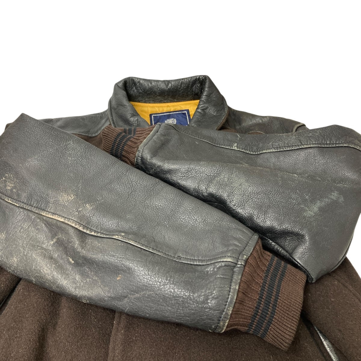 袖レザー切替スタジャン