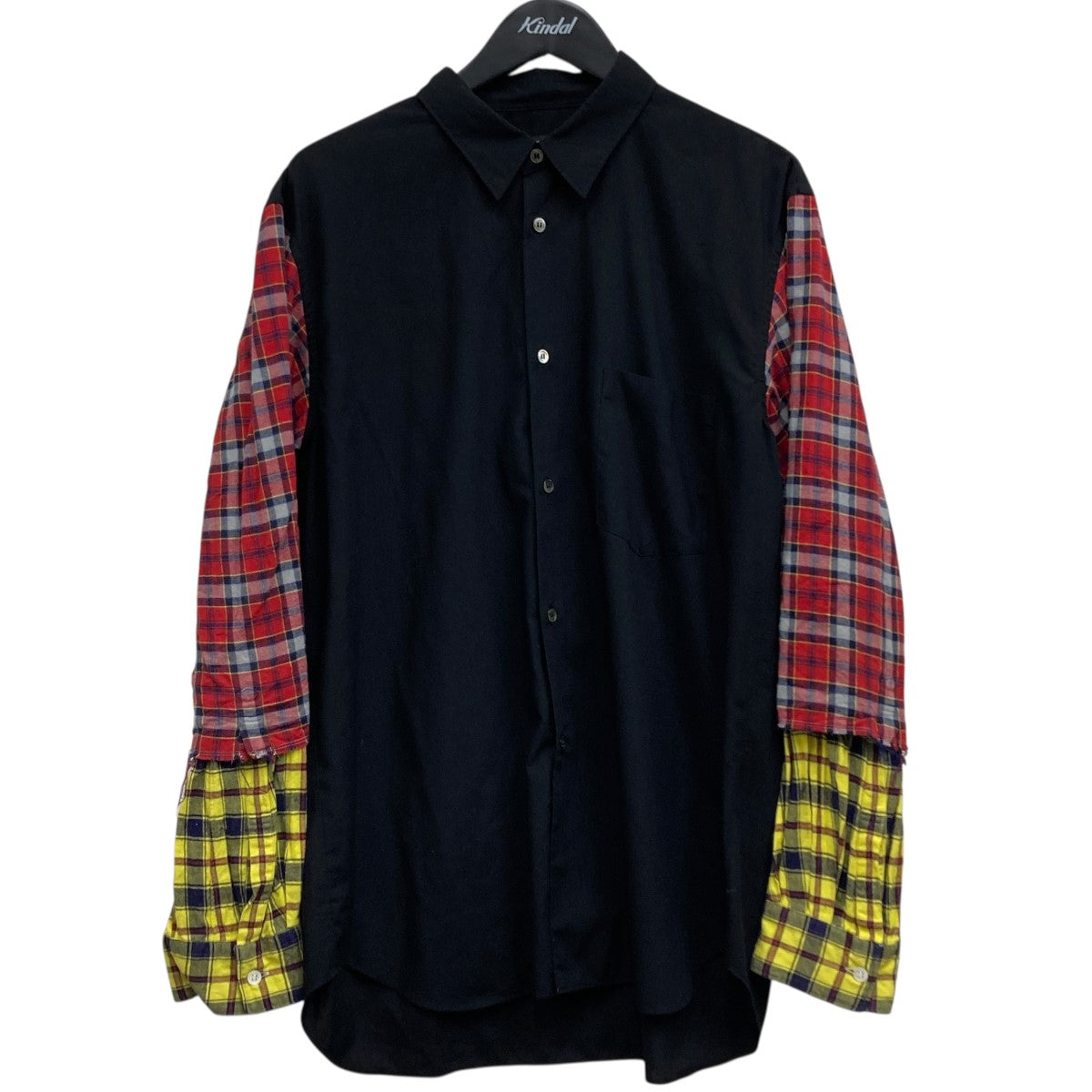 美品 コムデギャルソンオムプリュス 異素材ドッキング チェック 長袖シャツ M COMME des GARCONS HOMME PLUS(コムデギャルソンオムプリュス