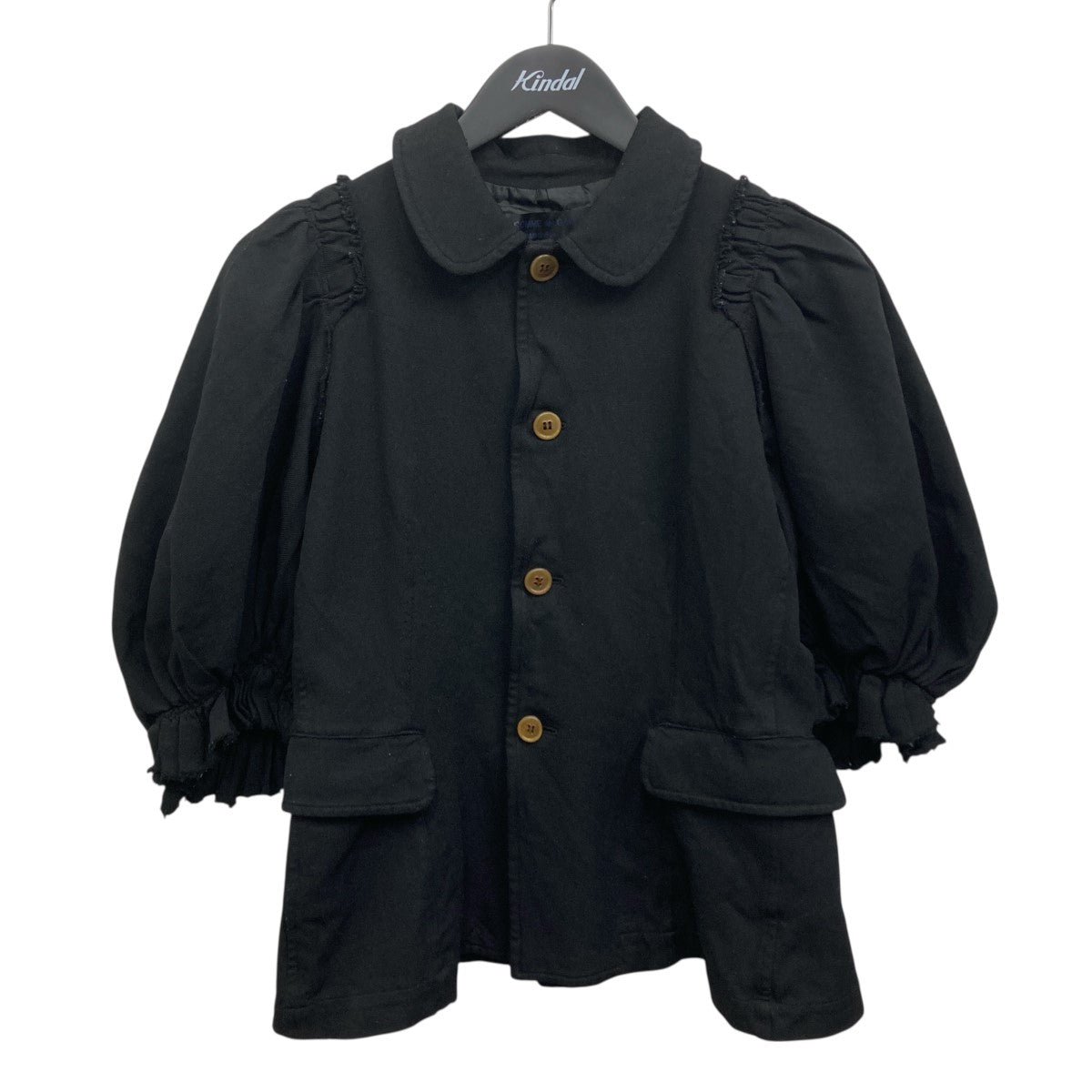 ブラックコムデギャルソン 胸元フリル長袖ブラウス Mエステル黒 ブラックコムデギャルソン 胸元フリル長袖ブラウス Mエステル黒