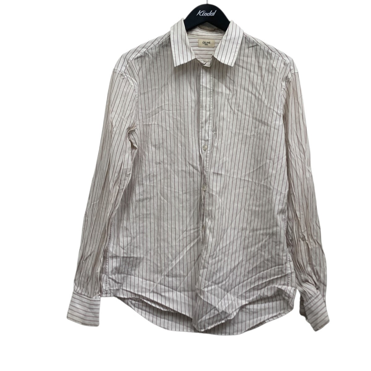 CELINE(セリーヌ) ストライプ 長袖シャツ 20FA7023F ホワイト×レッド