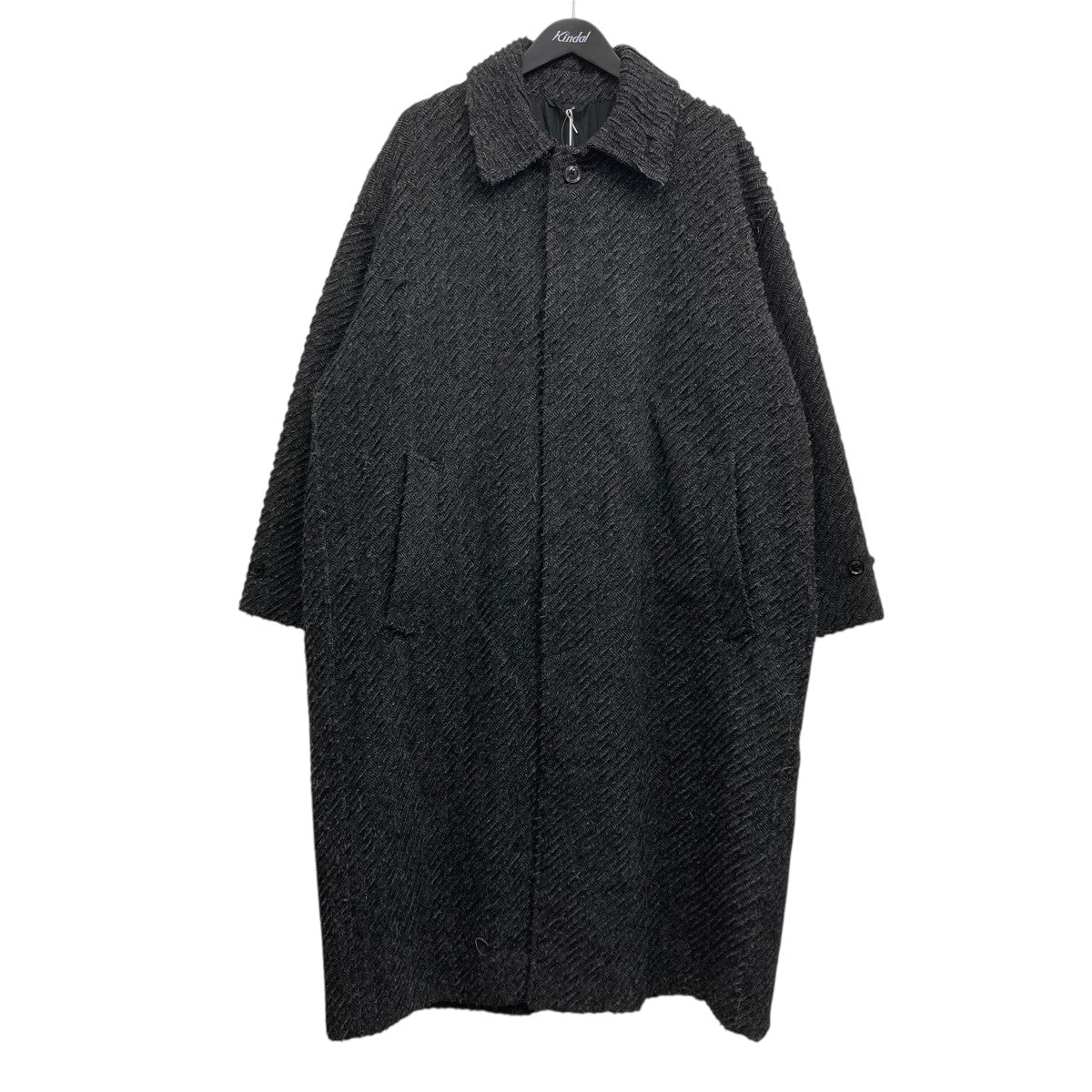 25AWHerringbone Bonding Tweed Big Balmacaan Coat
