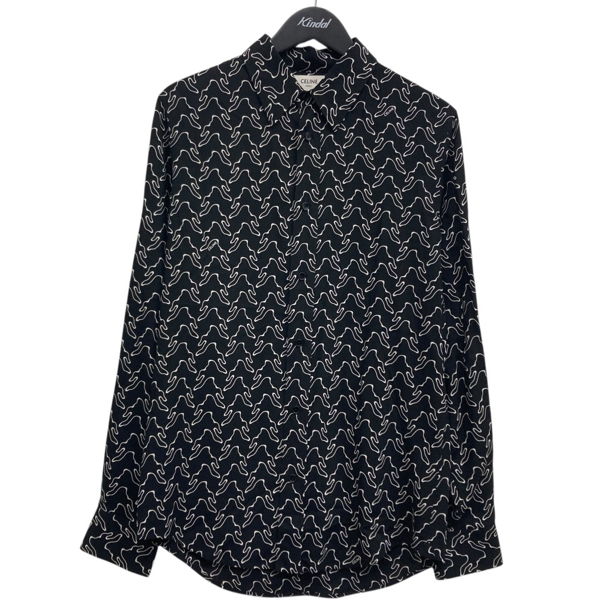 CELINE(セリーヌ) 総柄シルクシャツ 2C813977R ブラック サイズ 38
