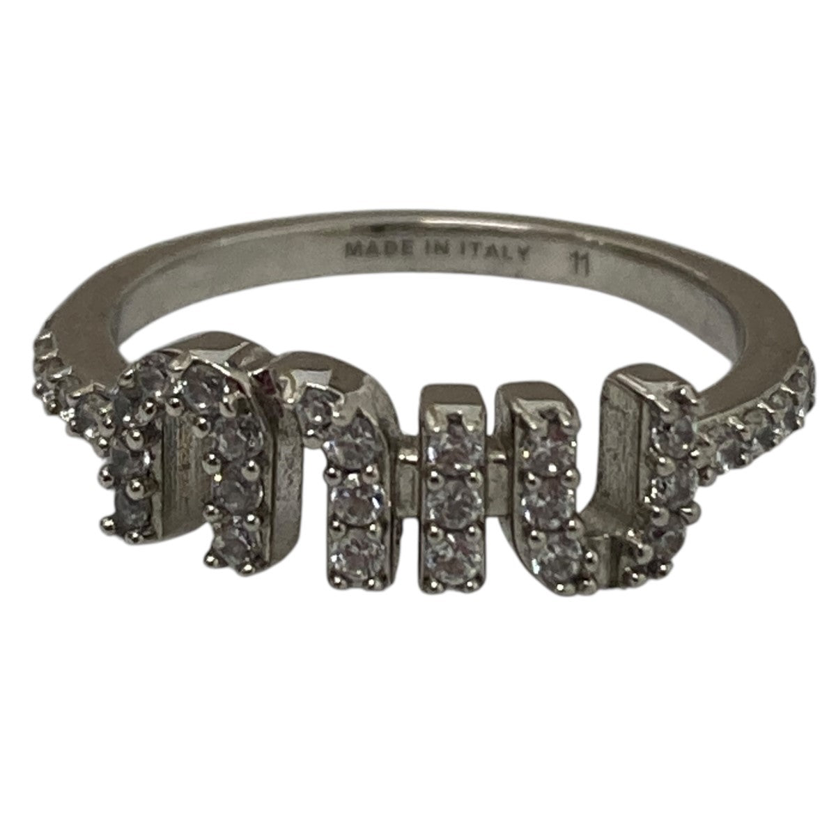 MIU MIU(ミュウミュウ) ロゴクリスタルストーンリング 5JA091 シルバー