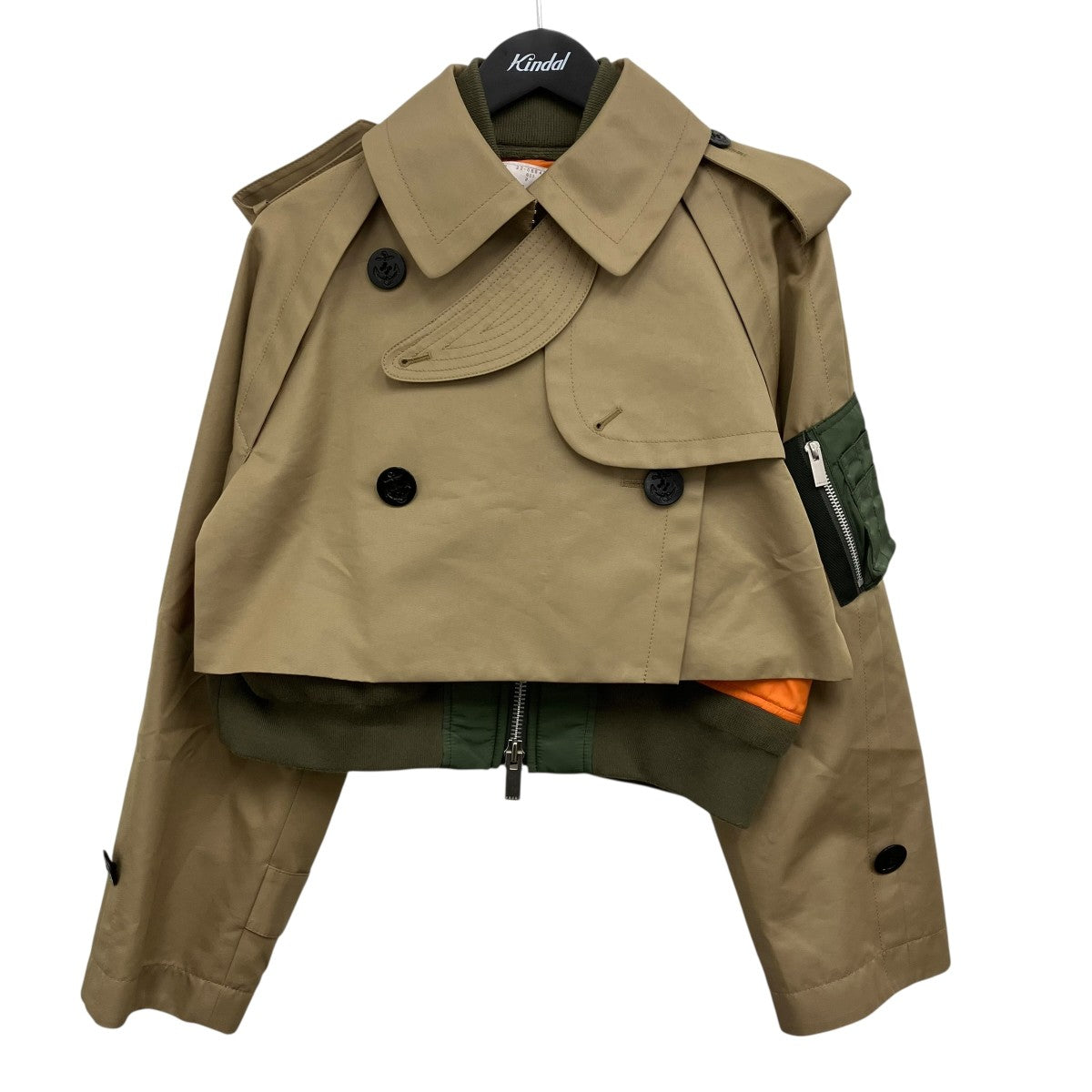 【名作アーカイブ】sacai ニットドッキング トレンチジャケット 2013AW sacai(サカイ) ドッキングショートトレンチジャケット 22-05948 カーキ