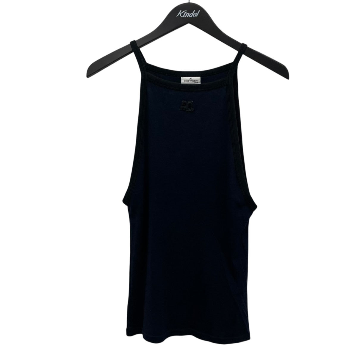 美品　クレージュ ロゴ　黒 タンクトップ courreges(クレージュ) ロゴデザインタンクトップ 123JT0145JS0070