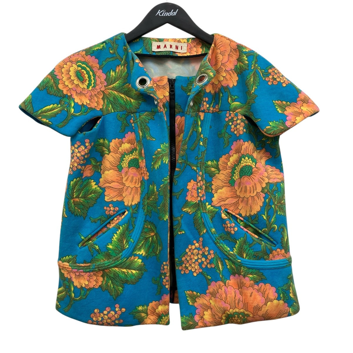 FLORAL PRINTED ZIP-UP TOP 花柄カットソー