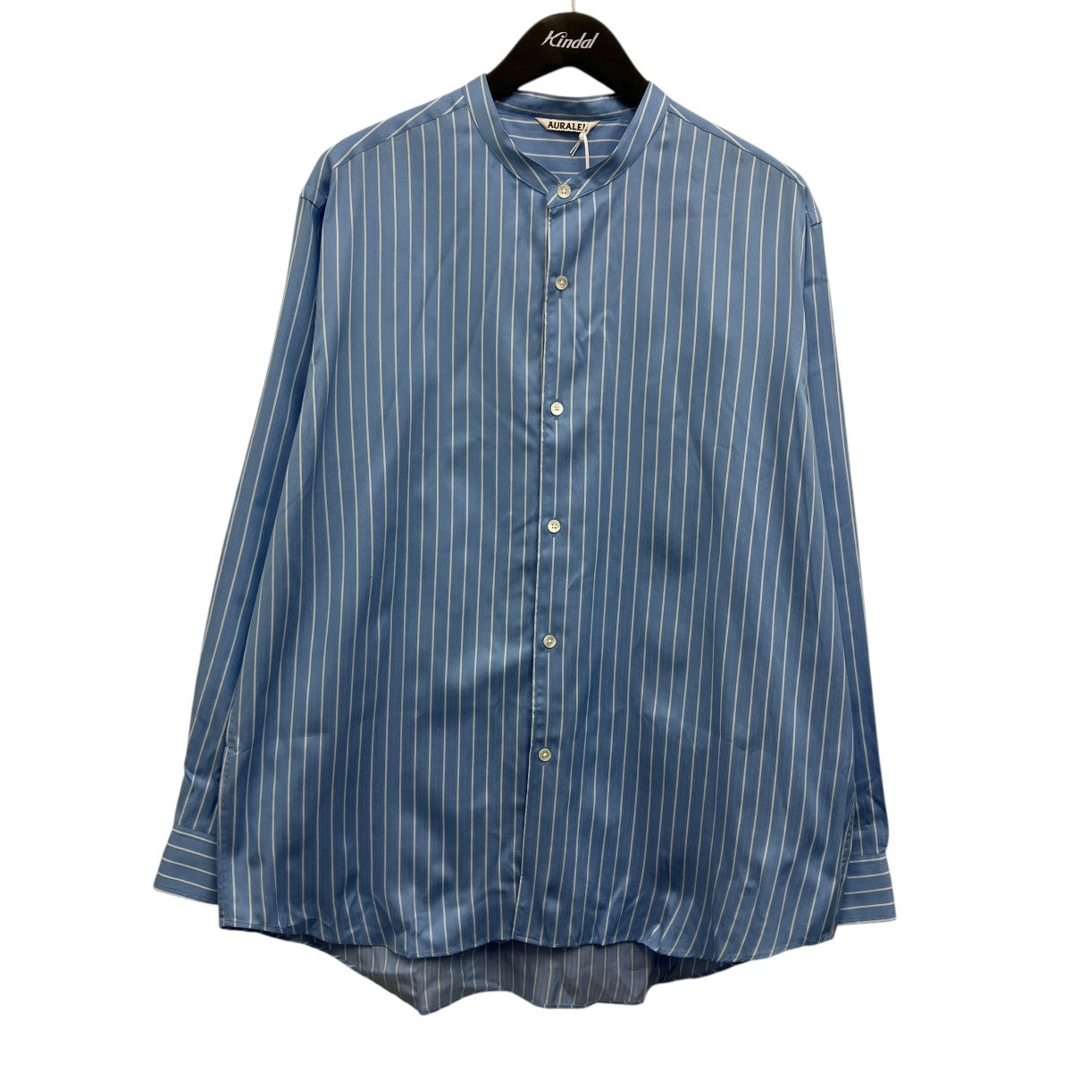 AURALEE(オーラリー) COTTON SILK STRIPE STAND COLLAR SHIRT