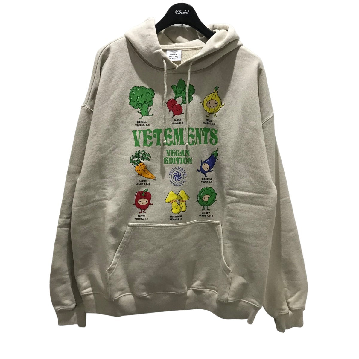 VETEMENTS(ヴェトモン) 「Vegan Logo Hoody」 プルオーバーパーカー UA52TR740W ベージュ サイズ  14｜【公式】カインドオルオンライン ブランド古着・中古通販【kindal】