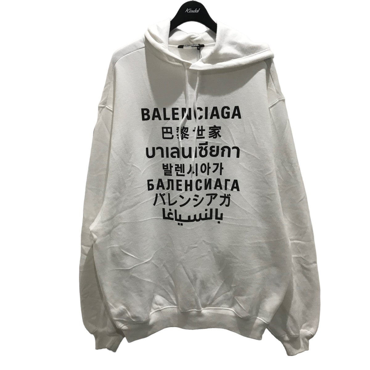 BALENCIAGA(バレンシアガ) languages hoodieプリントプルオーバーパーカー641679 641679 ホワイト サイズ  XXS｜【公式】カインドオルオンライン ブランド古着・中古通販【kindal】