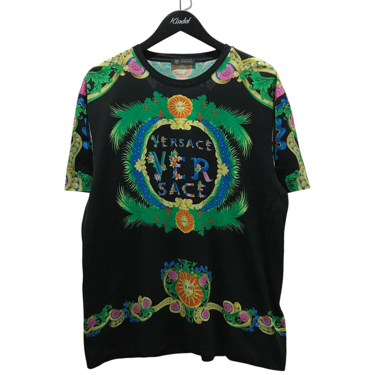 VERSACE VERSUS Tシャツ 半袖 総柄 ロゴ 総柄 XXS 黄 黒