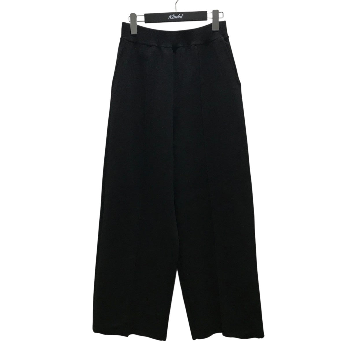 LOHEN黒 ワイドパンツ ウエスト紐付き LOHEN(ローヘン) ミラノリブピンタックワイドパンツLH23A-KN078