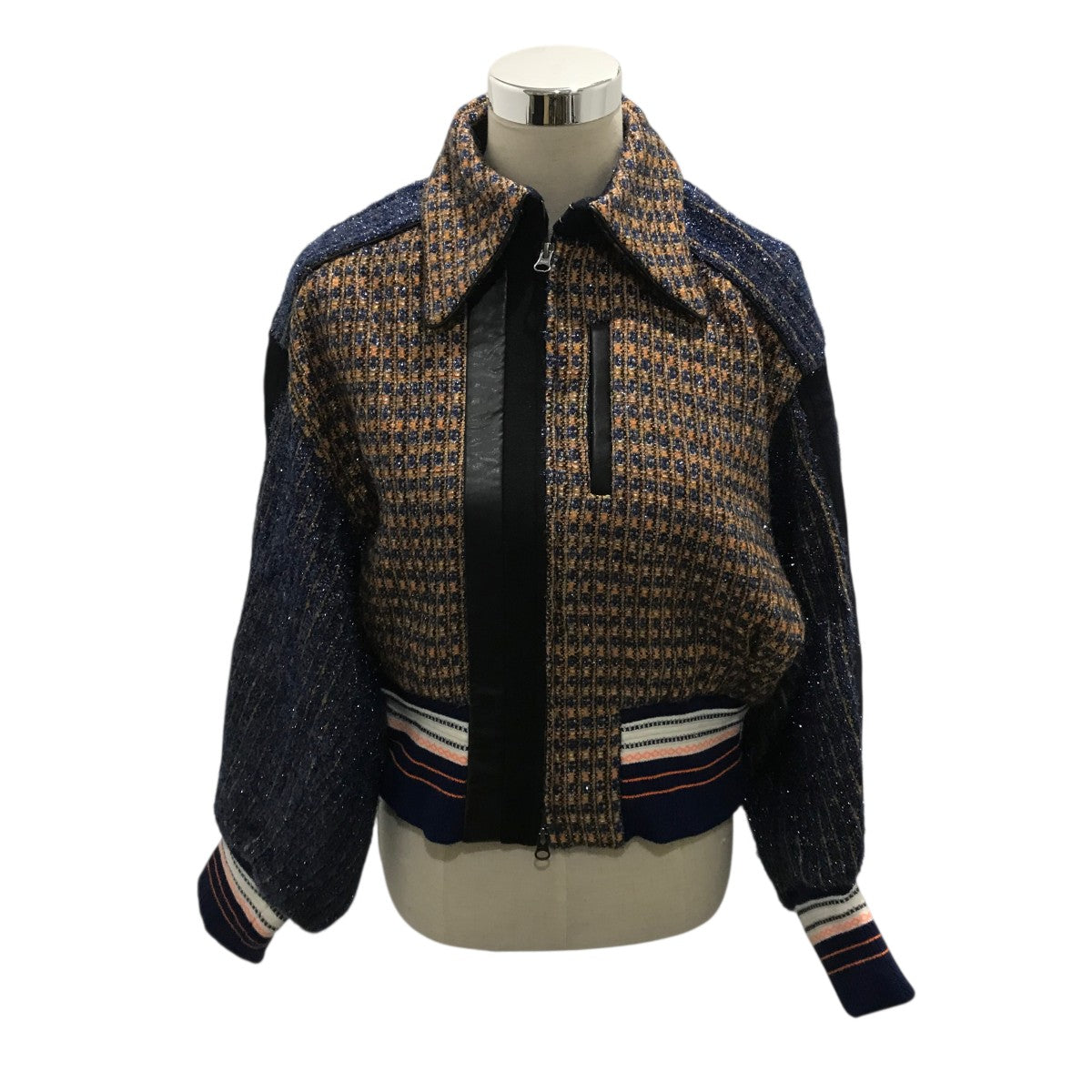 mame kurogouchi(マメクロゴウチ) 【 Plaid Lame Tweed Bomber