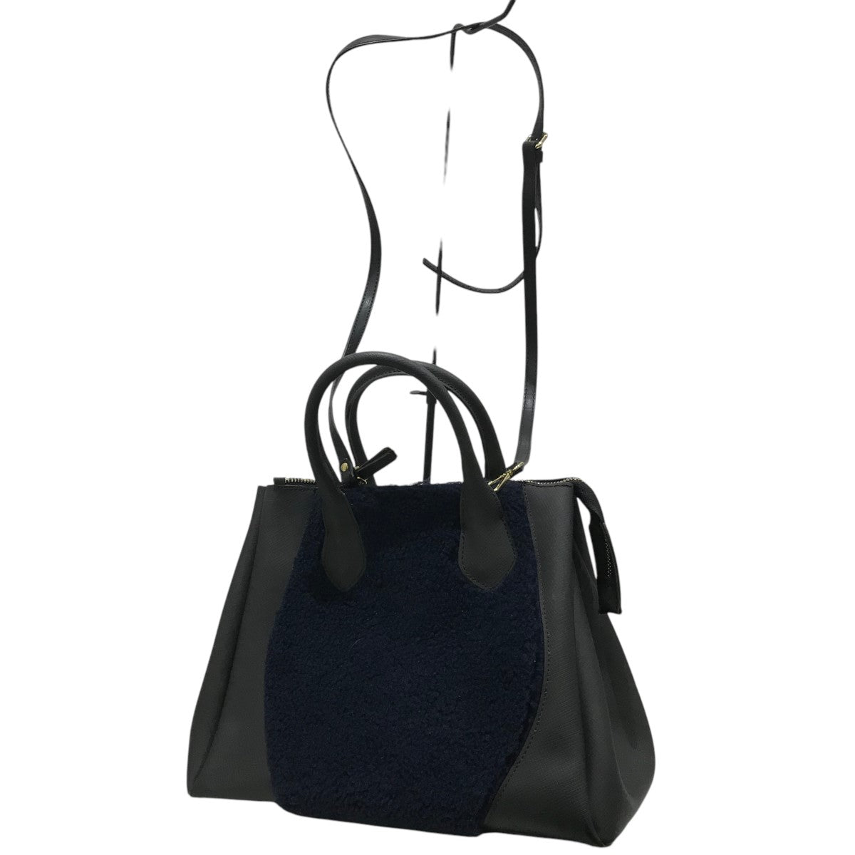 GIANNI CHIARINI(ジャンニキアリーニ) ボア切替トートバッグ ブラック