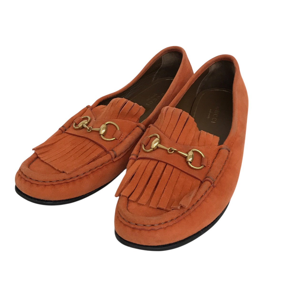 GUCCI(グッチ) スウェードビットタッセルローファー オレンジ サイズ