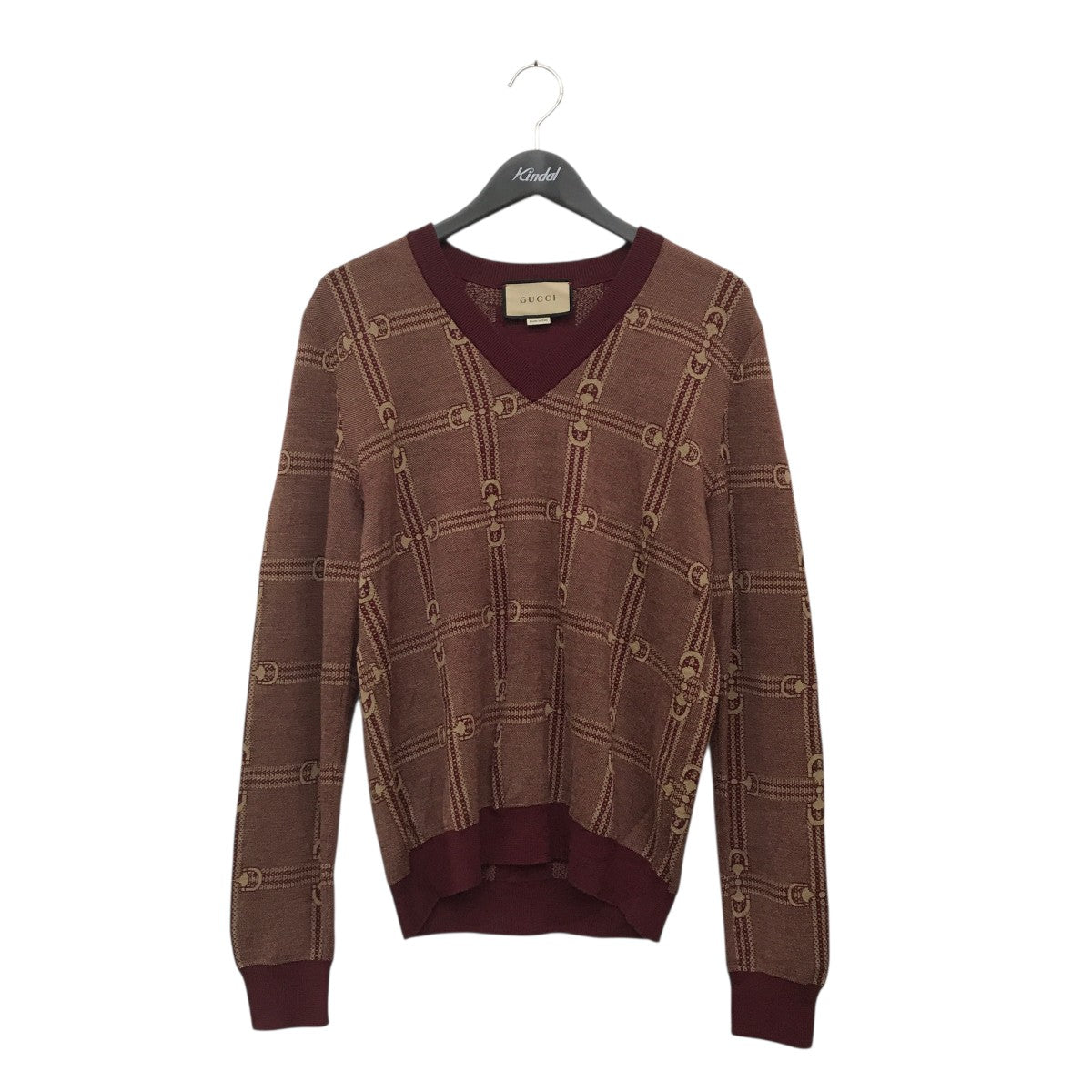 GUCCI(グッチ) Vネックニット716358 716358 ワインレッド サイズ L 