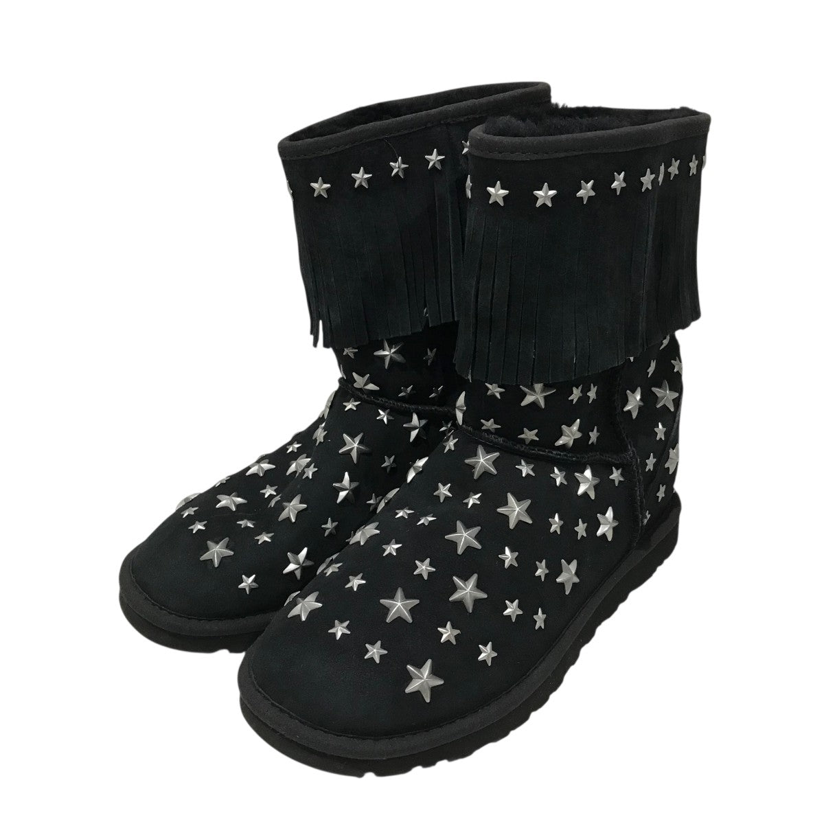 【美品】UGG×JIMMY CHOO コラボ ムートンブーツ 23 星型スタッズ JIMMY CHOO×UGG スタースタッズムートンブーツ ブラック サイズ 23