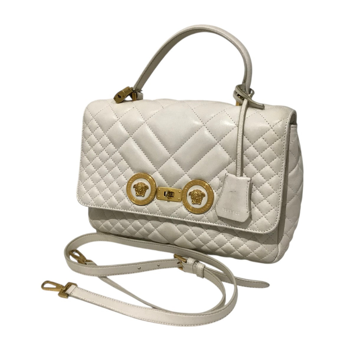 VERSACE(ヴェルサーチ) メデューサキルティングレザーバッグ ホワイト 