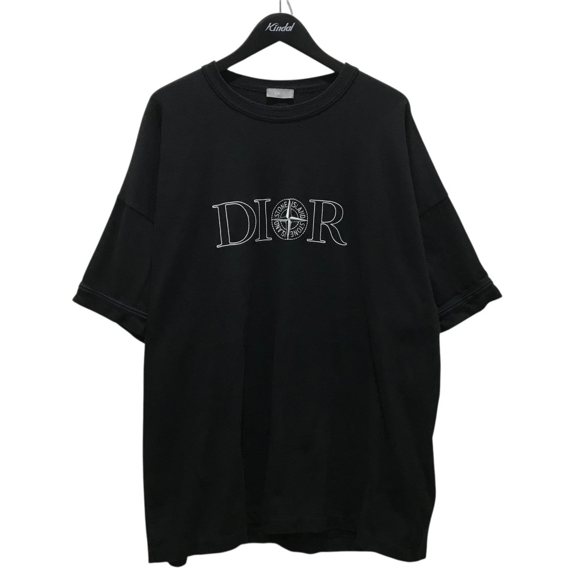 美クリスチャンディオール ロゴ ライトストーン ラメ キラキラ Tシャツ 半袖 DIOR×STONE ISLAND ロゴエンブロイダリー 半袖Tシャツ