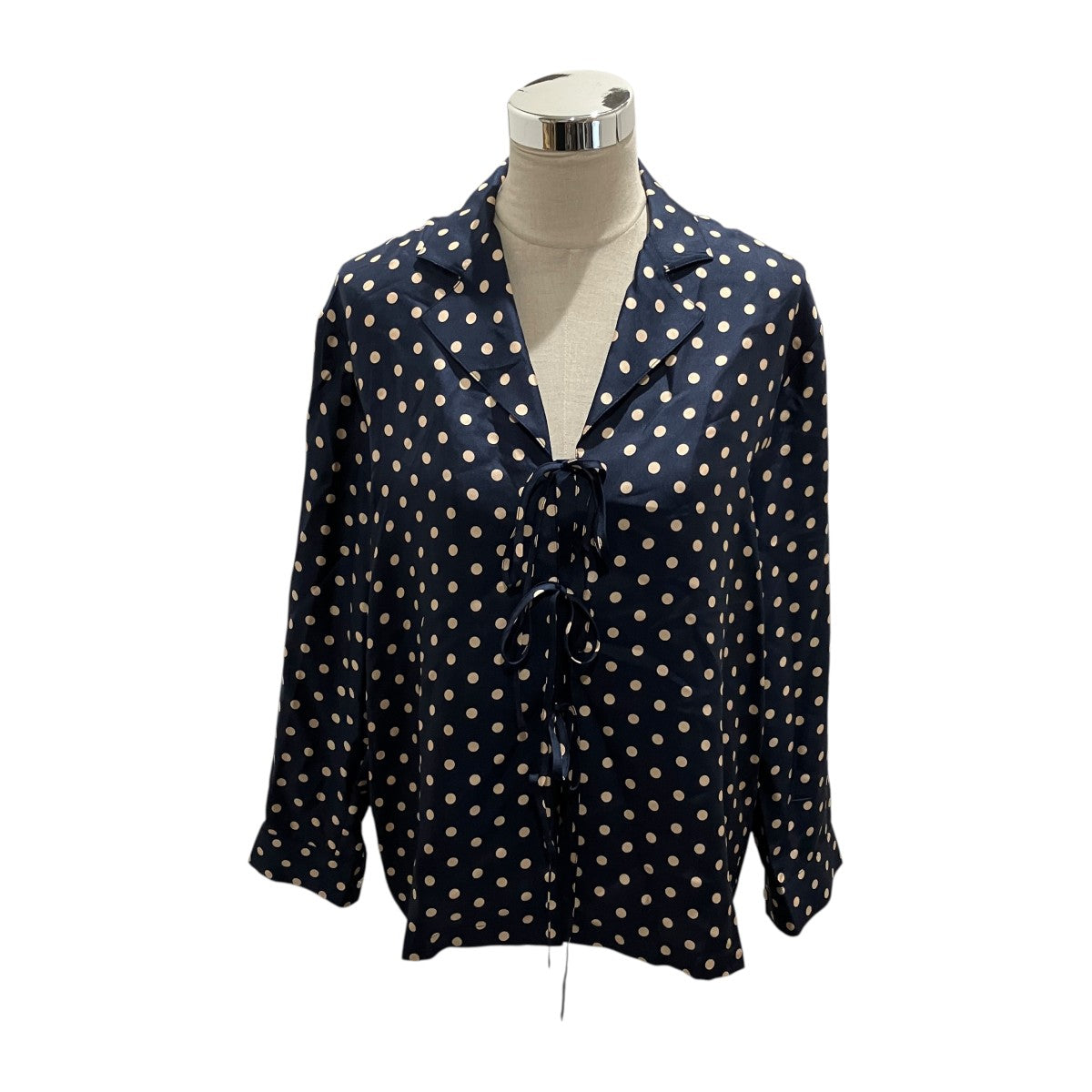 新品　BODE ボーディ　シャツ　ブラウス　ユニセックス　メンズ　レディース BODE(ボーディ) ボウタイドットブラウス ネイビー サイズ S/M｜【公式