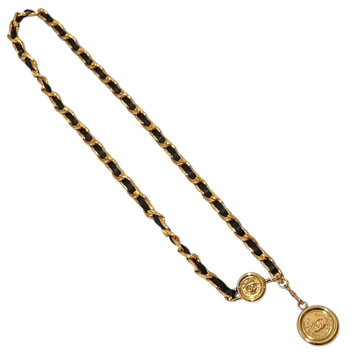 CHANEL(シャネル) ヴィンテージ チェーンベルト ブラック×ゴールド