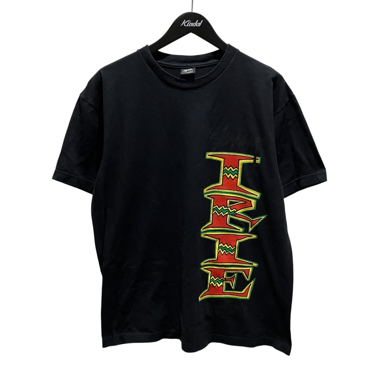 00s STUSSY 半袖 トラックジャケット L 黒 Y2K stussy(ステューシー) 00s【IRIE sensation】半袖Tシャツ ブラック