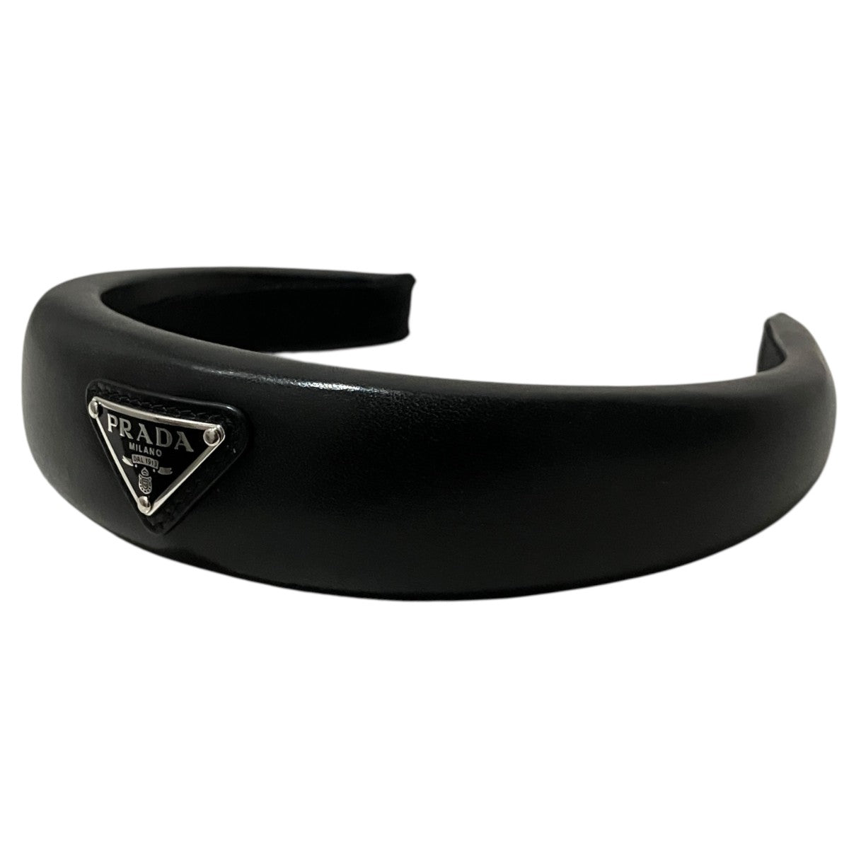 PRADA カチューシャ ブラック ユニセックス　プラダ PRADA(プラダ) プレートレザーカチューシャ ブラック｜【公式