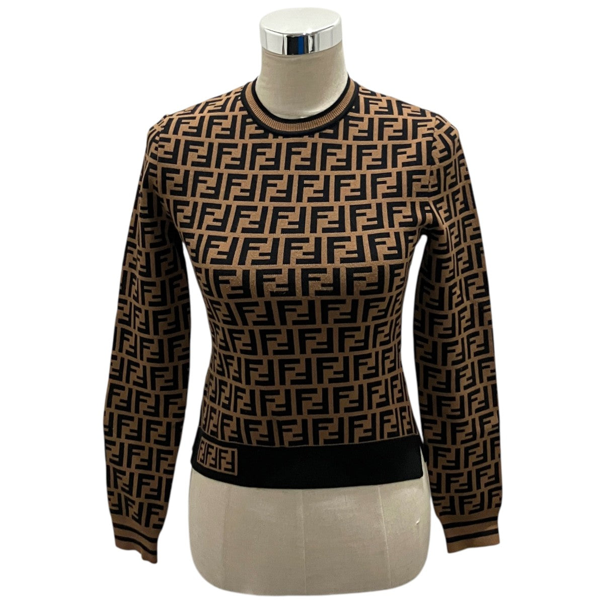 FENDI(フェンディ) ズッカ柄ニットFZY703 FZY703 ブラウン×ブラック