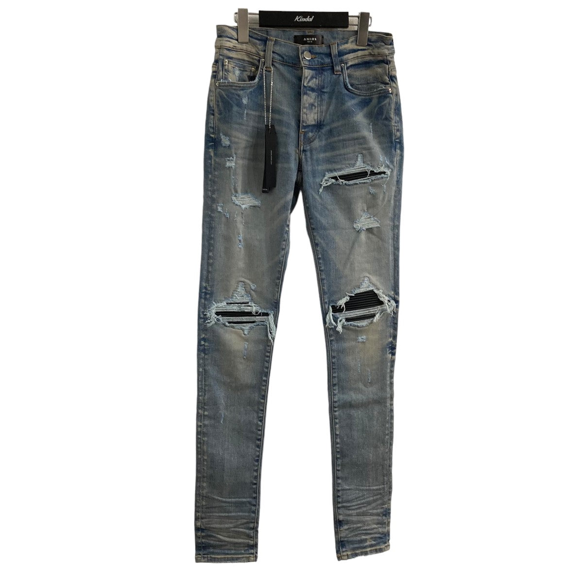 AMIRI(アミリ) 「MX1 408」「Leather Patch Jeans」デニムパンツ SR1XMD001 インディゴ サイズ  13｜【公式】カインドオルオンライン ブランド古着・中古通販【kindal】