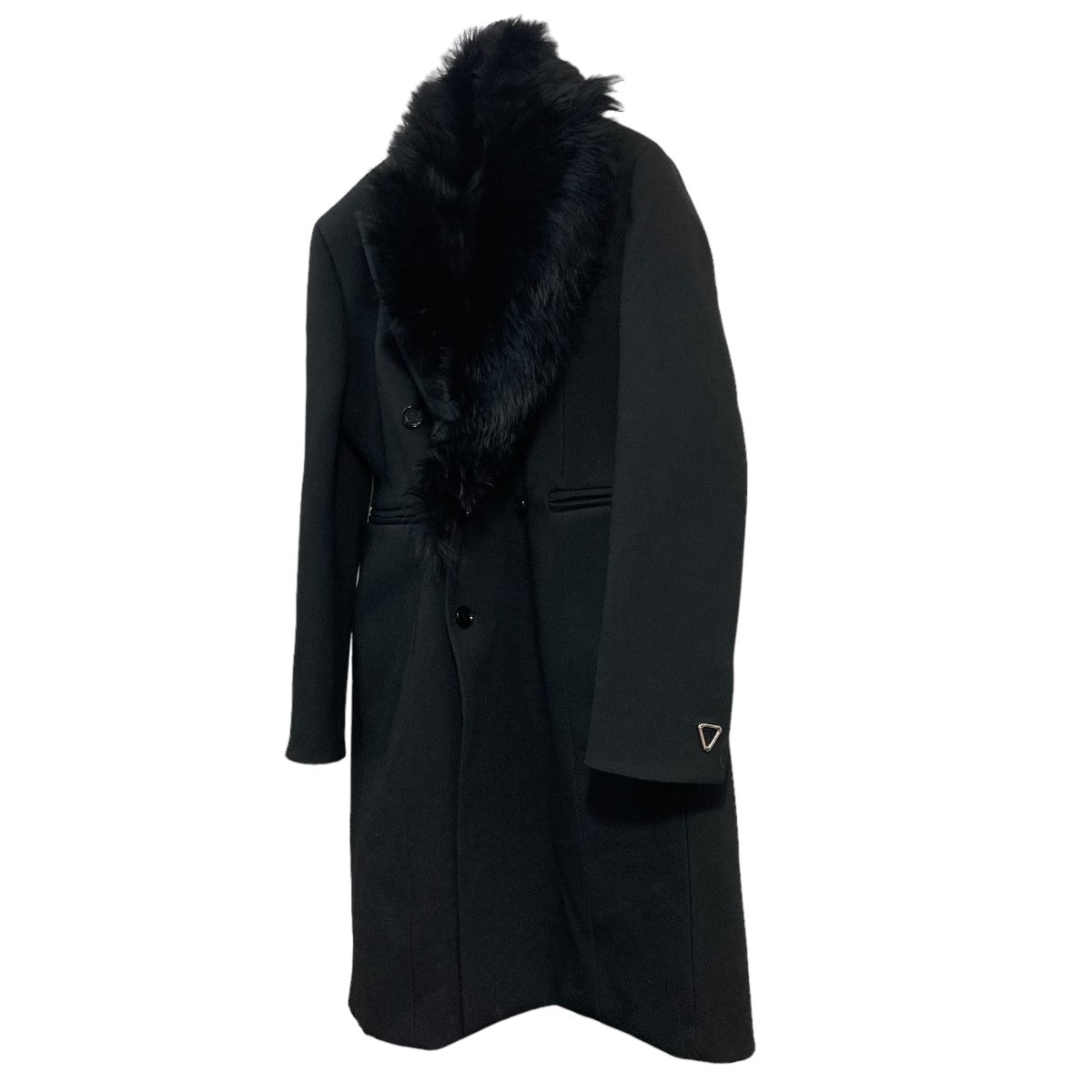 BOTTEGA VENETA(ボッテガヴェネタ) ｢BLACK COAT WITH SHEARLING COLLAR｣ ダブルブレストファーコート  677498 V19V0 ブラック サイズ 44｜【公式】カインドオルオンライン ブランド古着・中古通販【kindal】