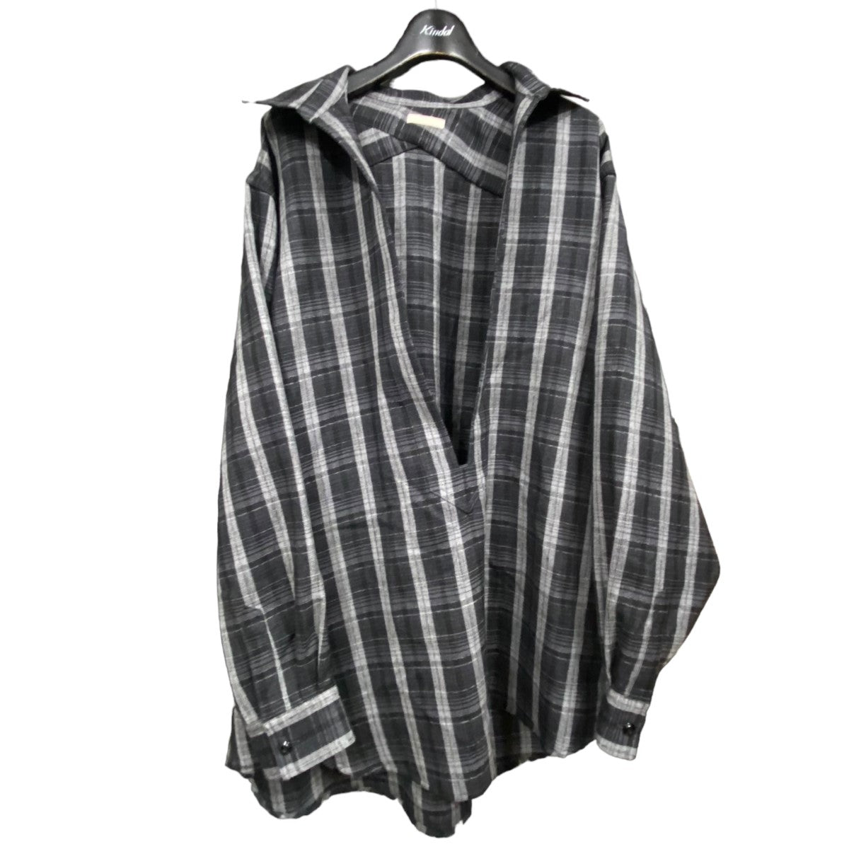 ULTELRIOR(アルテリア) 「WOOL SHADOW CHECK P／O SHIRT」プルオーバーチェックシャツ ULSH31-FC097-B  ブラック サイズ 13｜【公式】カインドオルオンライン ブランド古着・中古通販【kindal】