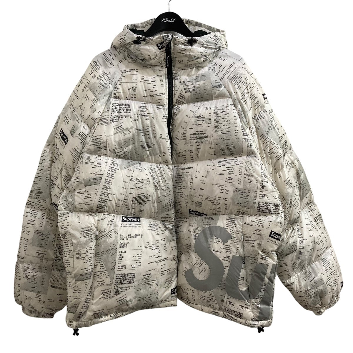 Supreme(シュプリーム) Down Jacket Receiptsレシート転写ダウンジャケット ホワイト サイズ  XL｜【公式】カインドオルオンライン ブランド古着・中古通販【kindal】