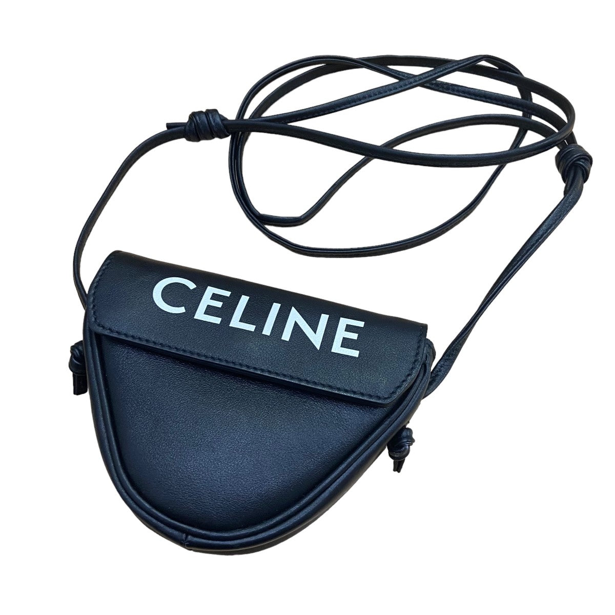 CELINE(セリーヌ) ミニトライアングルロゴプリントレザーポーチ - ブラック サイズ 15｜【公式】カインドオルオンライン  ブランド古着・中古通販【kindal】