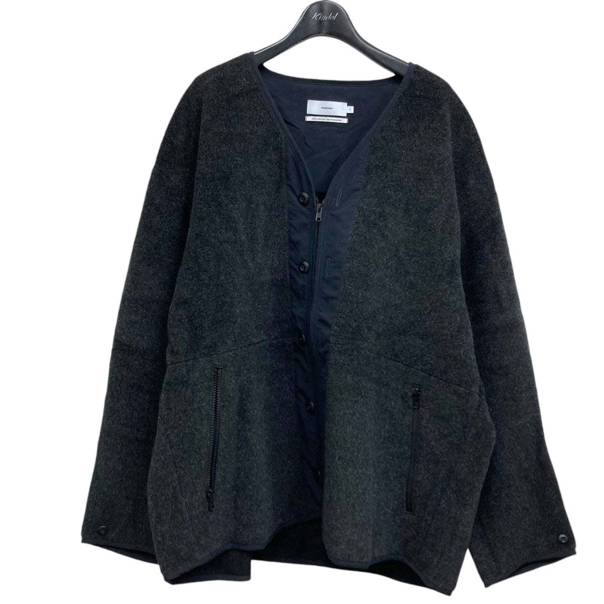 Graphpaper(グラフペーパー) Wool Alpaca Boa Collarless Blouson ウールアルパカボアカラーレスブルゾン  ジャケット GM233-30221 グレー サイズ 2｜【公式】カインドオルオンライン ブランド古着・中古通販【kindal】