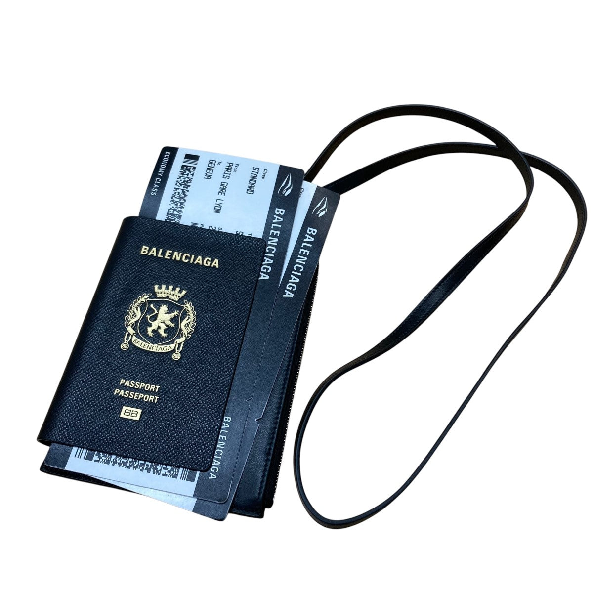 BALENCIAGA パスポートケース 黒 ホワイト の ウィメンズ Passport ホルダー スニーカー