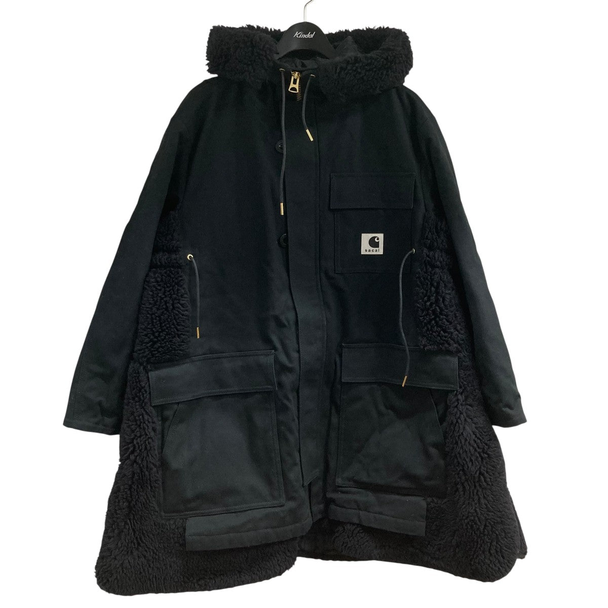 sacai×Carhartt 23AWシベリアンコート ブラック サイズ2 sacai×CarHartt キャンバスシベリアンコート 23-06740 ブラック