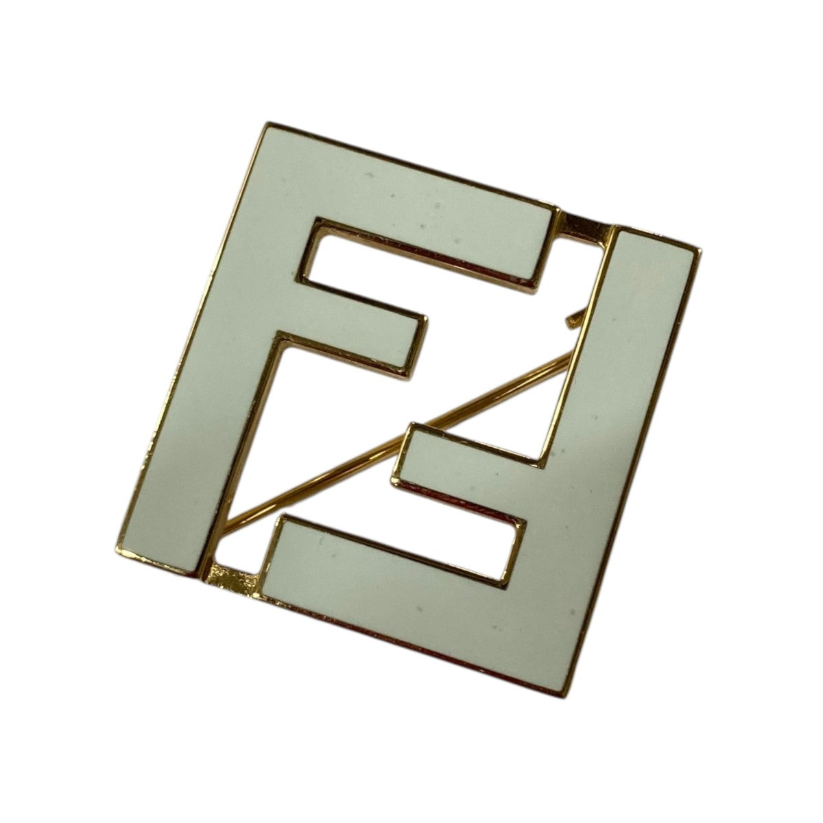 FENDI 美品■ブローチ フォーエバー FFロゴ ホワイト ゴールド FENDI(フェンディ) フォーエバーブローチ ホワイト サイズ