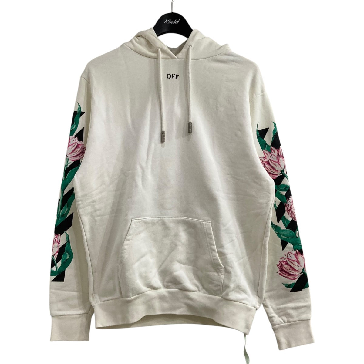 19AW OFF WHITE バックバイアスエンブロイダリージップアップパーカー 中古・古着通販】OFFWHITE (オフホワイト) バイアスロゴジップパーカー