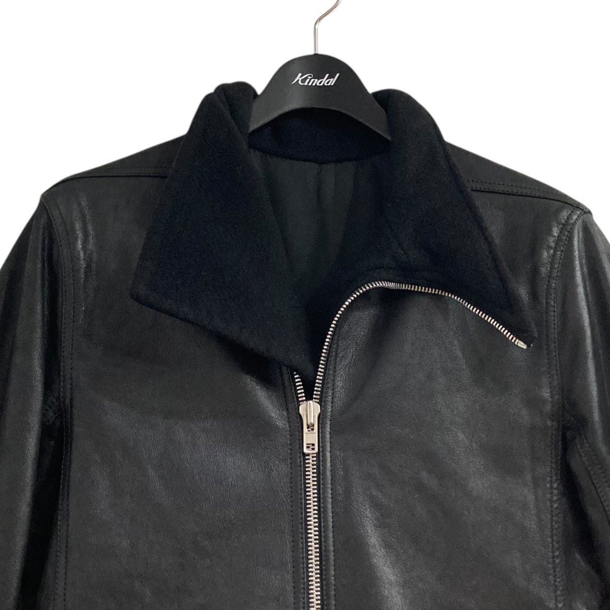 RICK OWENS カシミヤコートドッキングレザージャケットRU14F2762-LGWT 古着・中古-2枚目のアイテム画像