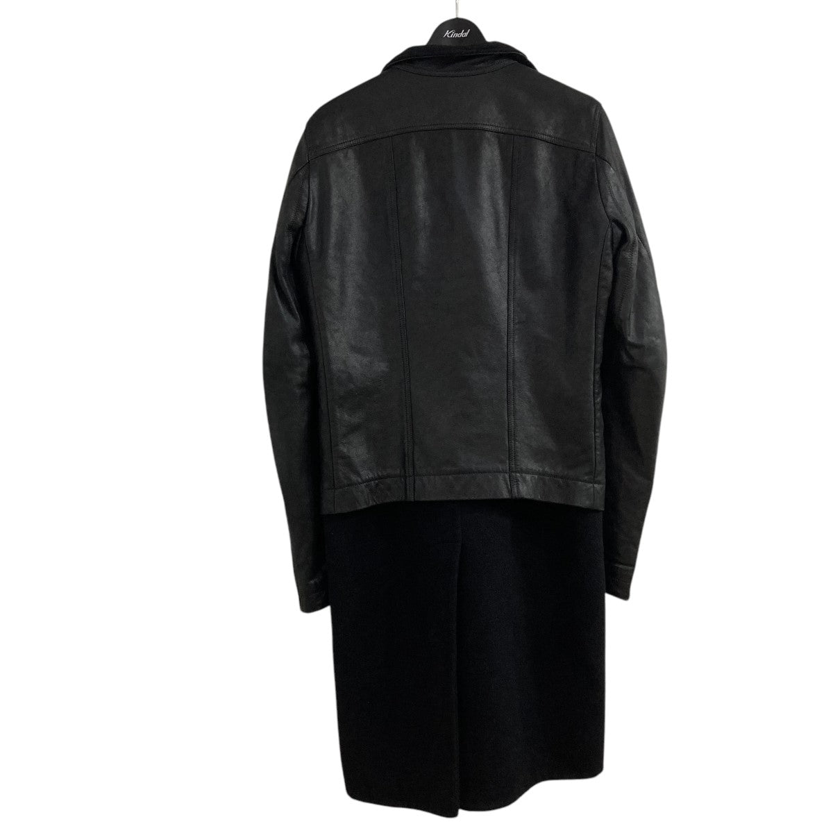 RICK OWENS カシミヤコートドッキングレザージャケットRU14F2762-LGWT 古着・中古-3枚目のアイテム画像