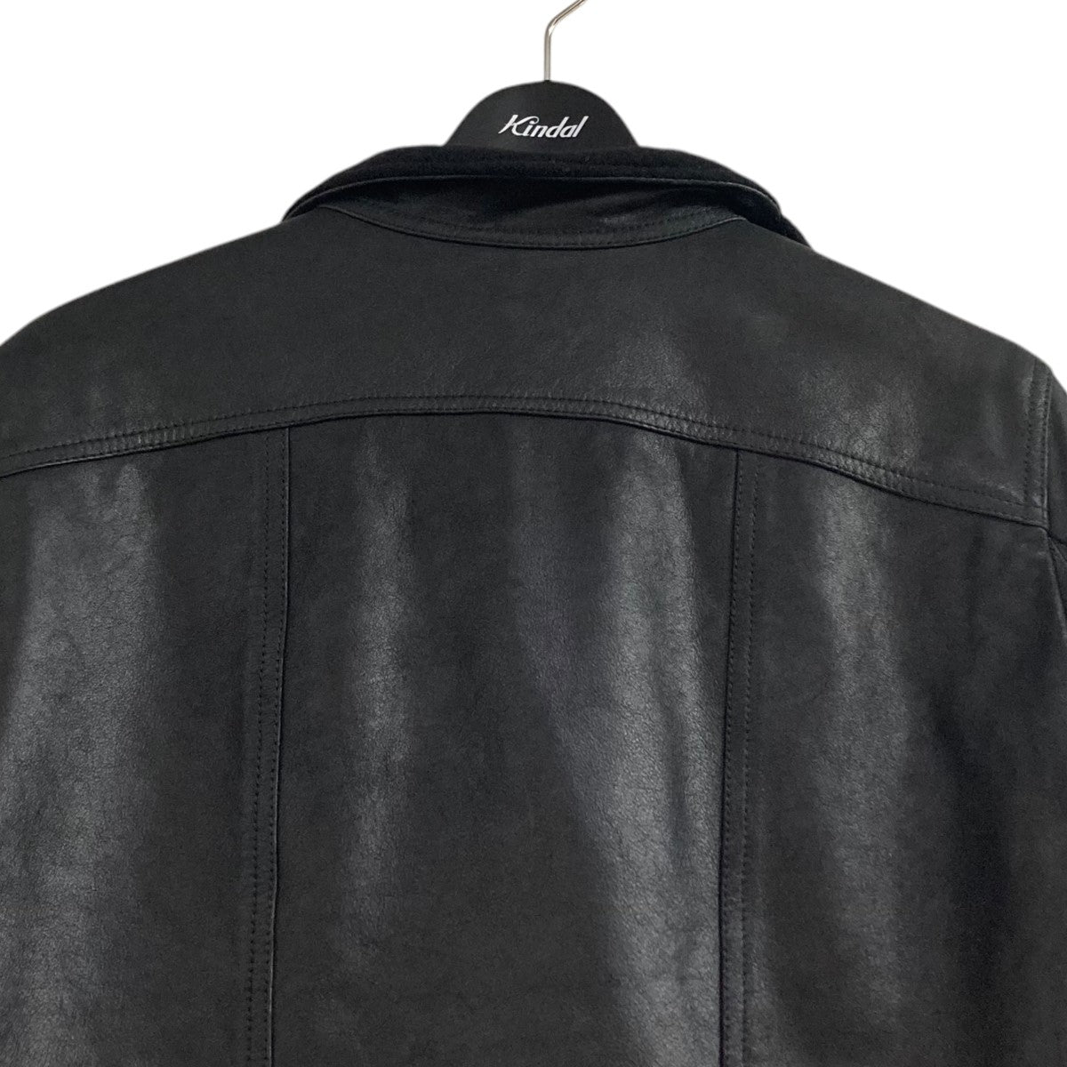 RICK OWENS カシミヤコートドッキングレザージャケットRU14F2762-LGWT 古着・中古-4枚目のアイテム画像