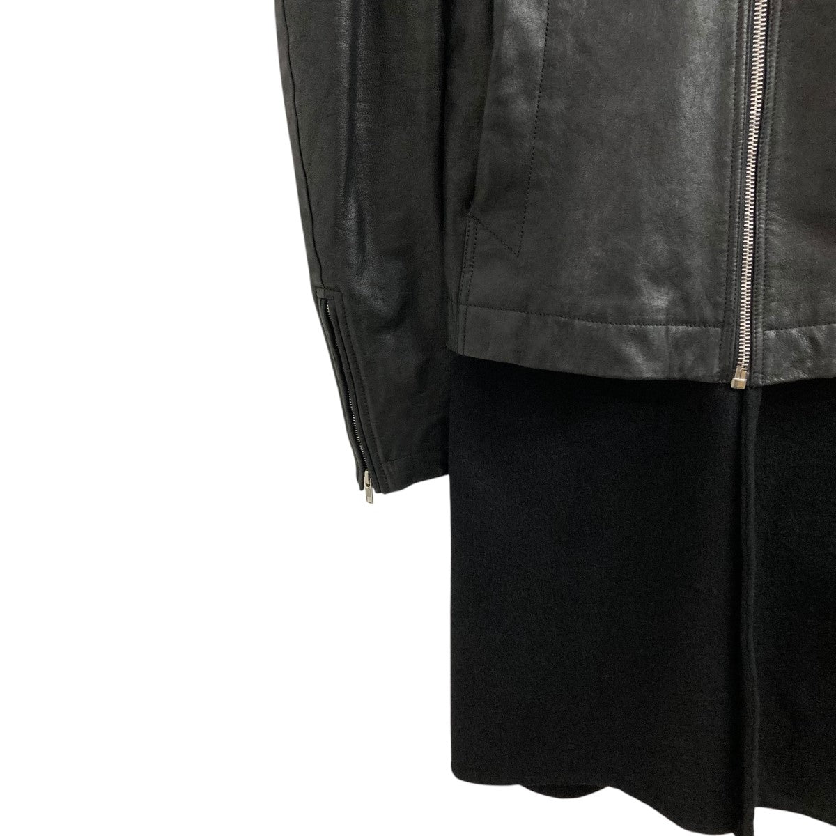 RICK OWENS カシミヤコートドッキングレザージャケットRU14F2762-LGWT 古着・中古-5枚目のアイテム画像