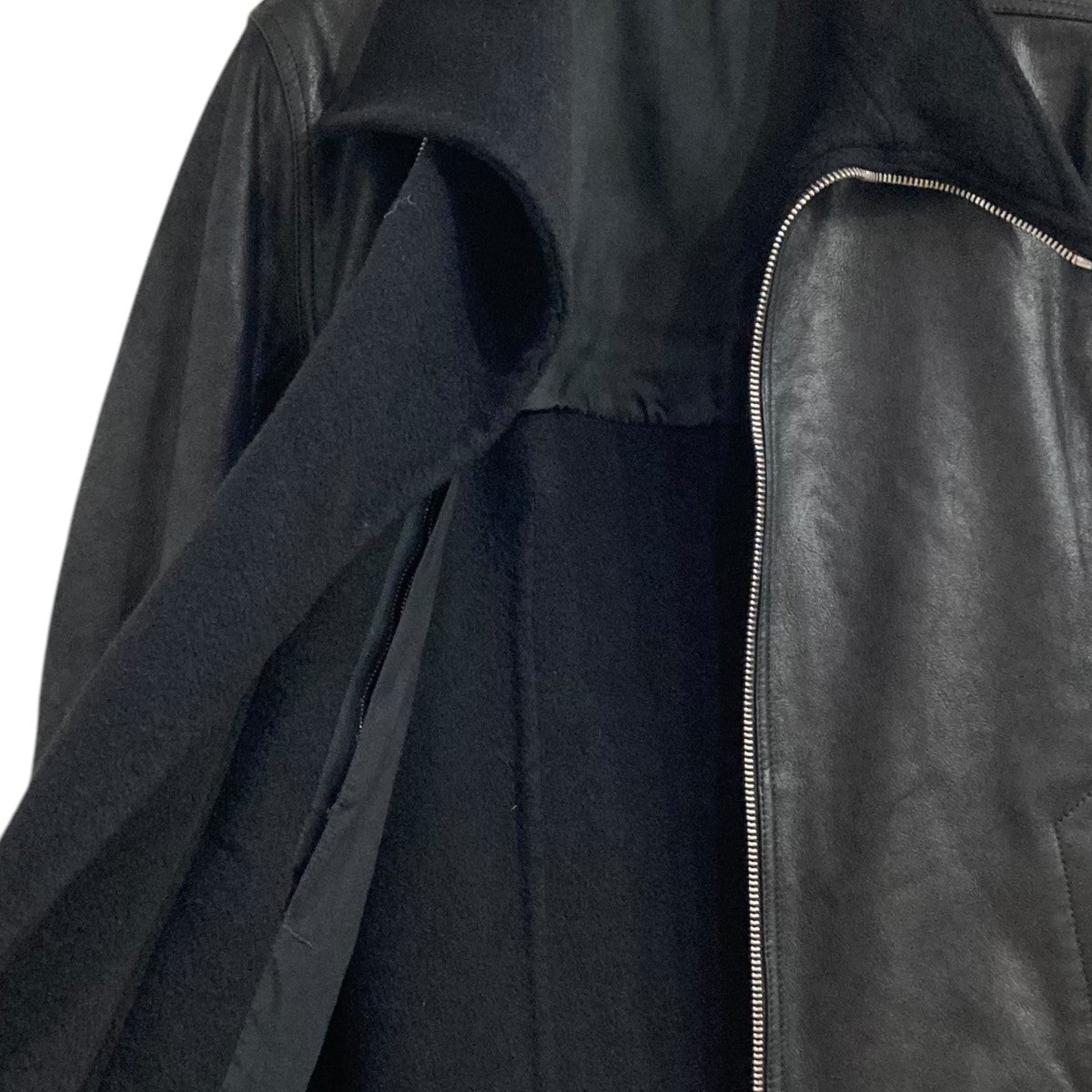 RICK OWENS カシミヤコートドッキングレザージャケットRU14F2762-LGWT 古着・中古-6枚目のアイテム画像
