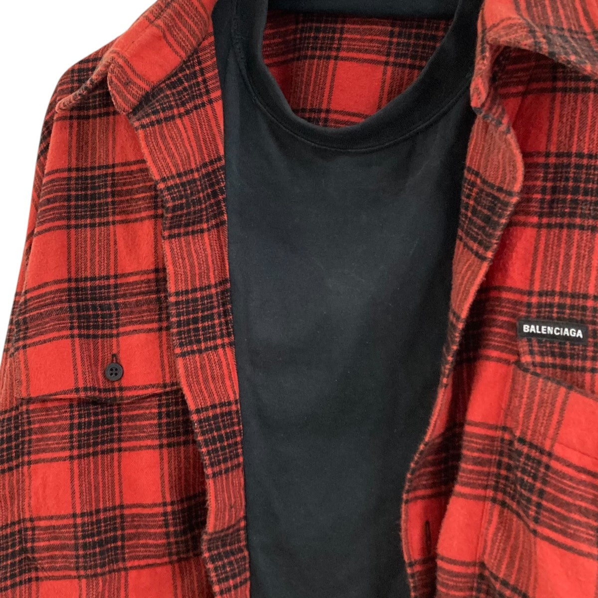BALENCIAGA ドッキングチェックシャツ699371 TNM25 古着・中古-3枚目のアイテム画像